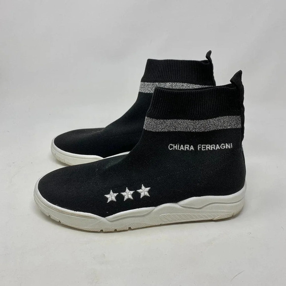 Chiara Ferragni‎ Black Logo Fabric Sock Sneakers - Picture 6 of 11